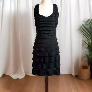Chelsea & Violet Mini Black Tiered Dress Scoop Neckline sheer Whimsigoth RN58822